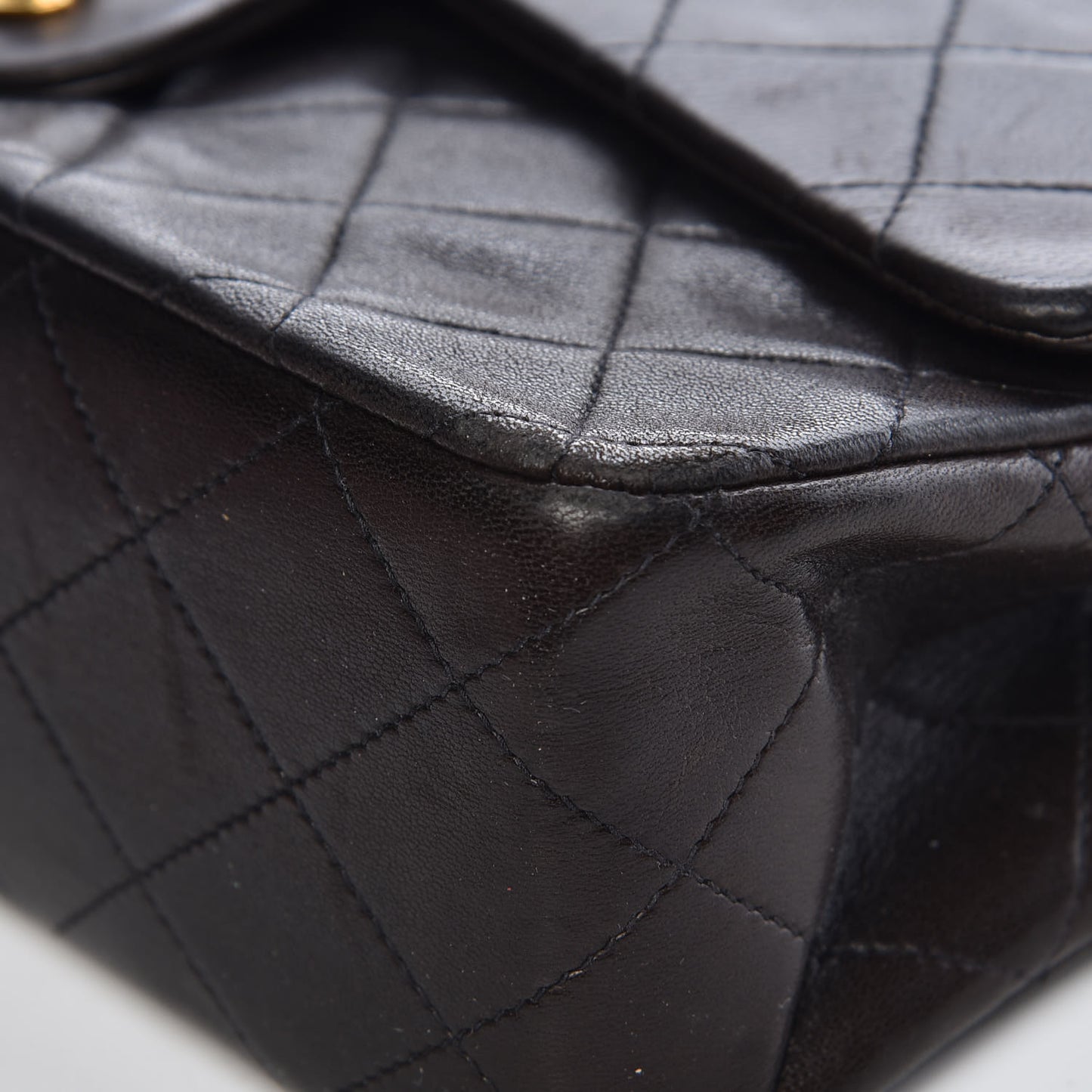Lambskin Quilted Medium Double Flap Black