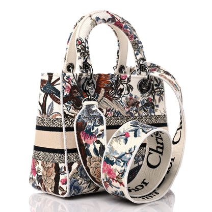 Christian Dior Canvas Jardin D'Hiver Embroidered Medium Lady D-Lite Ecru Multicolor 3 of 9