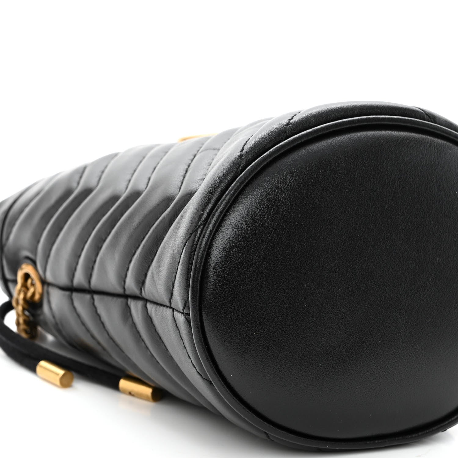Gucci Calfskin Matelasse Mini GG Marmont 2.0 Bucket Bag Black 8 of 9