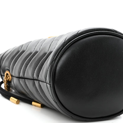 Gucci Calfskin Matelasse Mini GG Marmont 2.0 Bucket Bag Black 8 of 9