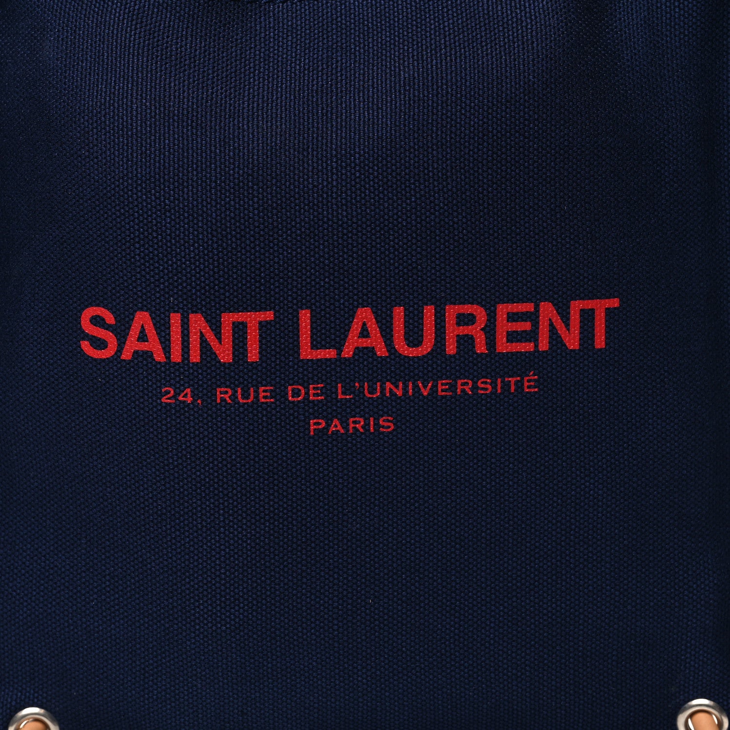 Saint Laurent Linen Calfskin Rive Gauche Backpack Blue Rouge Eros 8 of 11