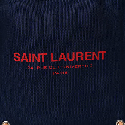 Saint Laurent Linen Calfskin Rive Gauche Backpack Blue Rouge Eros 8 of 11