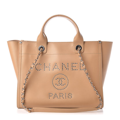Chanel Caviar Small Studded Deauville Tote Beige 1 of 8