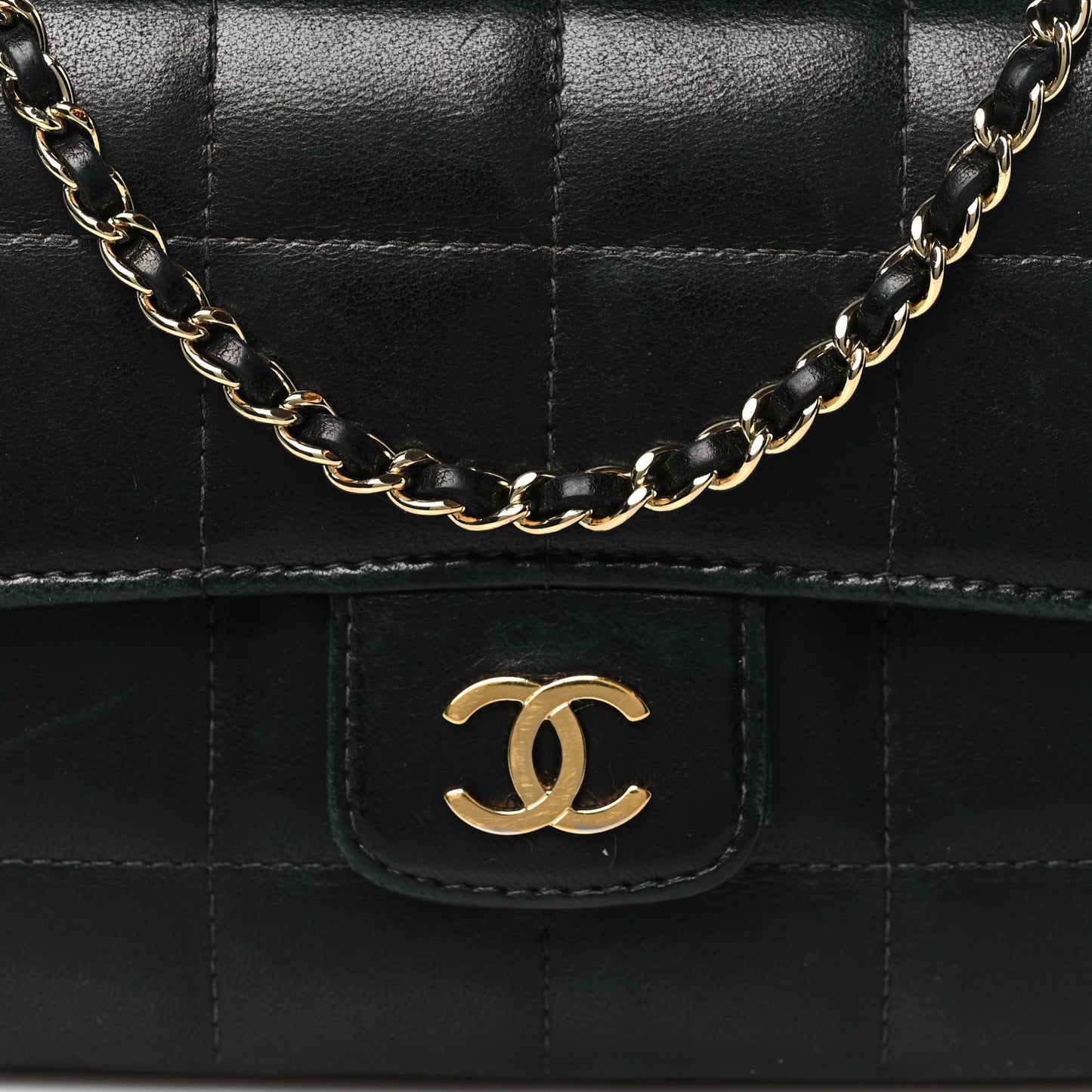 Lambskin Quilted Mini Chocolate Bar Flap Black