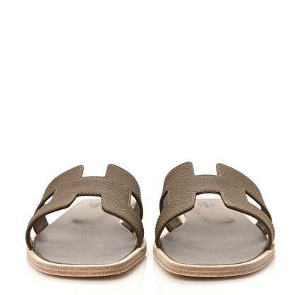 Hermes Epsom Oran Sandals 37.5 Etoupe 2 of 9