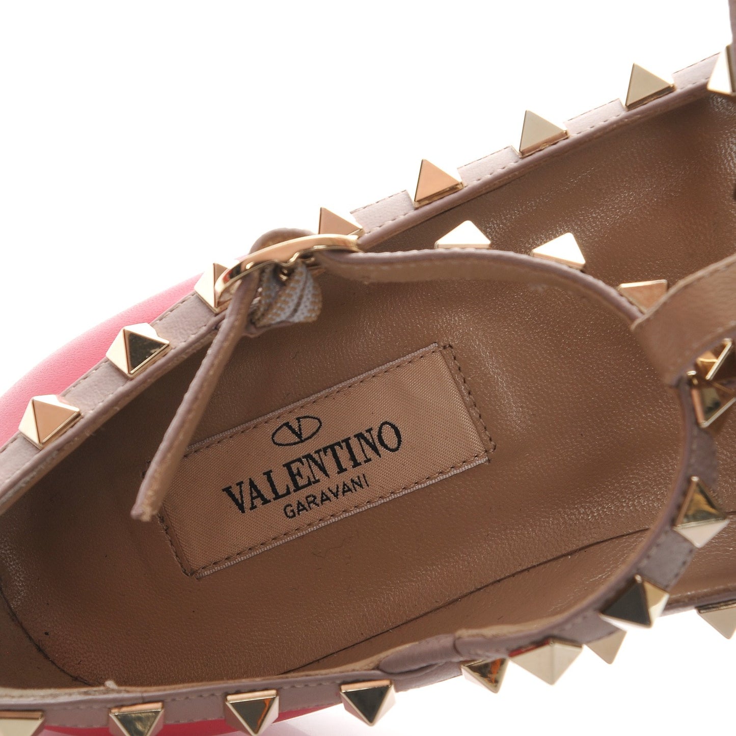 Calfskin Nappa Rockstud Cage Ballerina Flats 35.5 Deep Fuxia Poudre