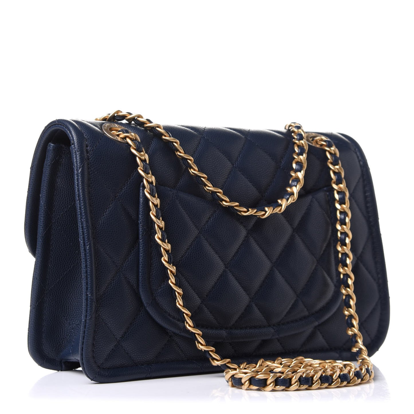 Caviar Quilted Medium Sweet Classic Flap Navy Blue