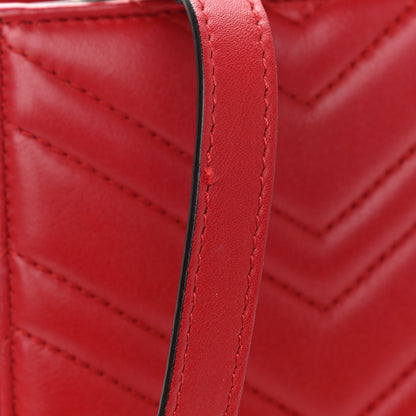 Gucci Calfskin Matelasse Small GG Marmont Tote Hibiscus Red 11 of 14