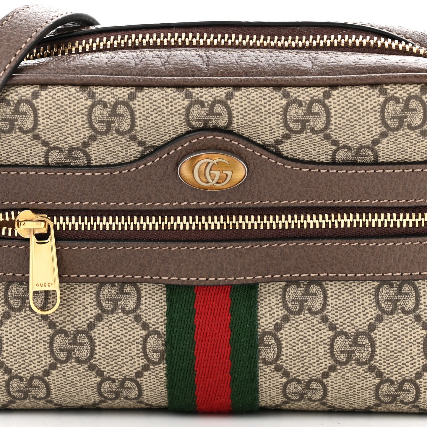 GG Supreme Monogram Web Mini Ophidia Shoulder Bag Brown