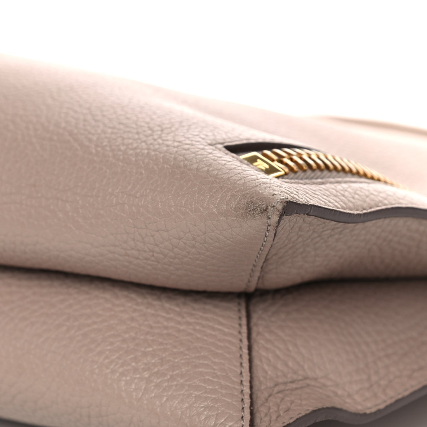 Pebbled Calfskin Alix Padlock Zip Hobo Bag Taupe