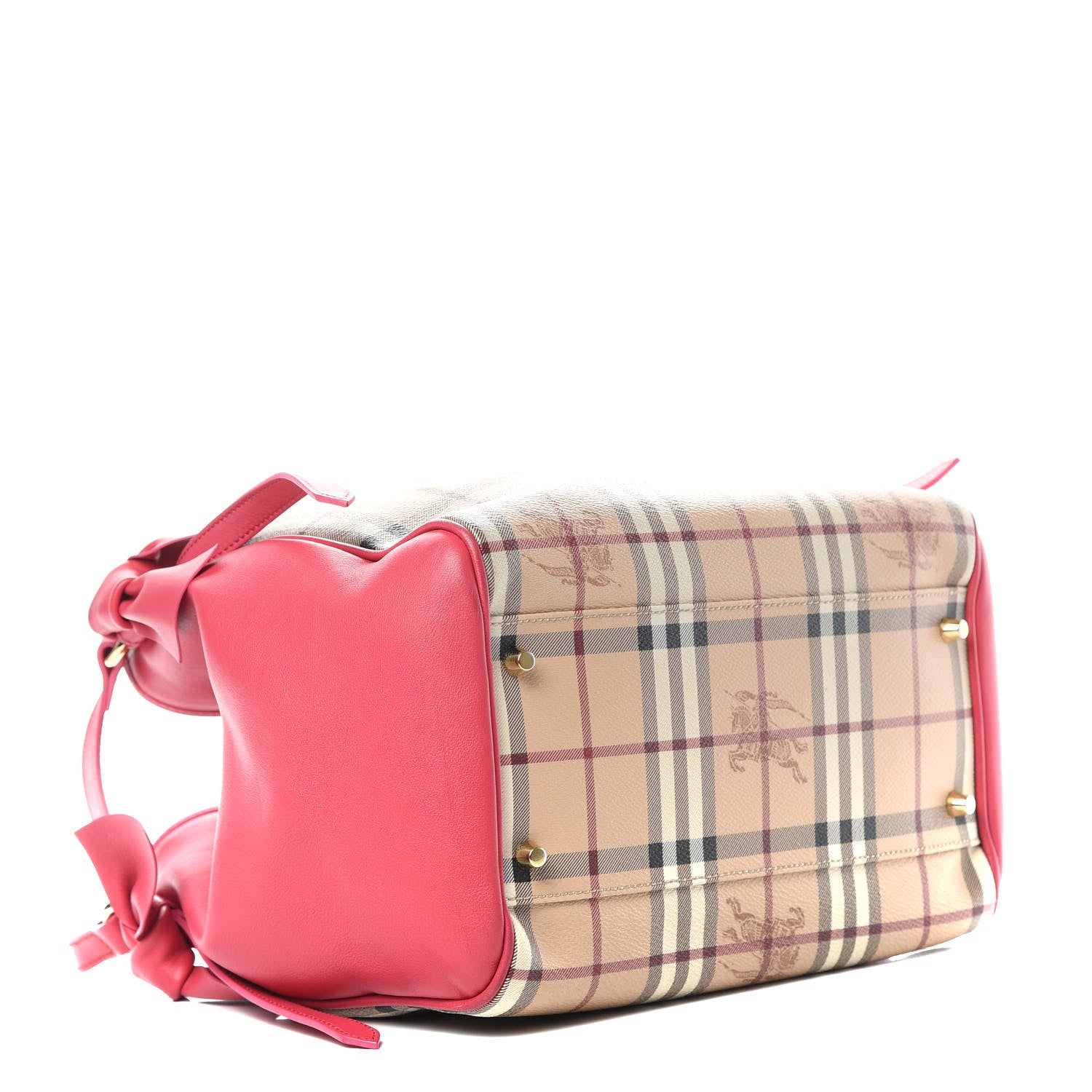 Burberry Haymarket Check Bow Small Canterbury Tote Bright Crimson Pink 4 of 14