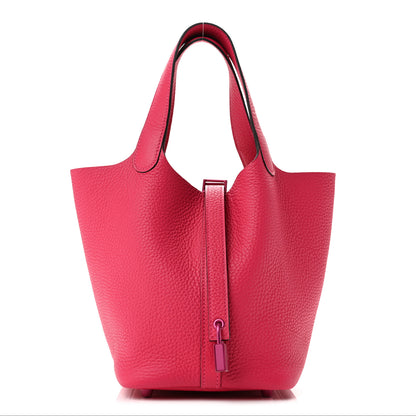 Hermes Taurillon Clemence Monochrome Picotin Lock 18 PM Rose Mexico 1 of 10