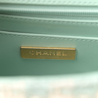 Chanel Tweed Handle Crush Top Handle Flap Bag Light Blue Ecru 6 of 12