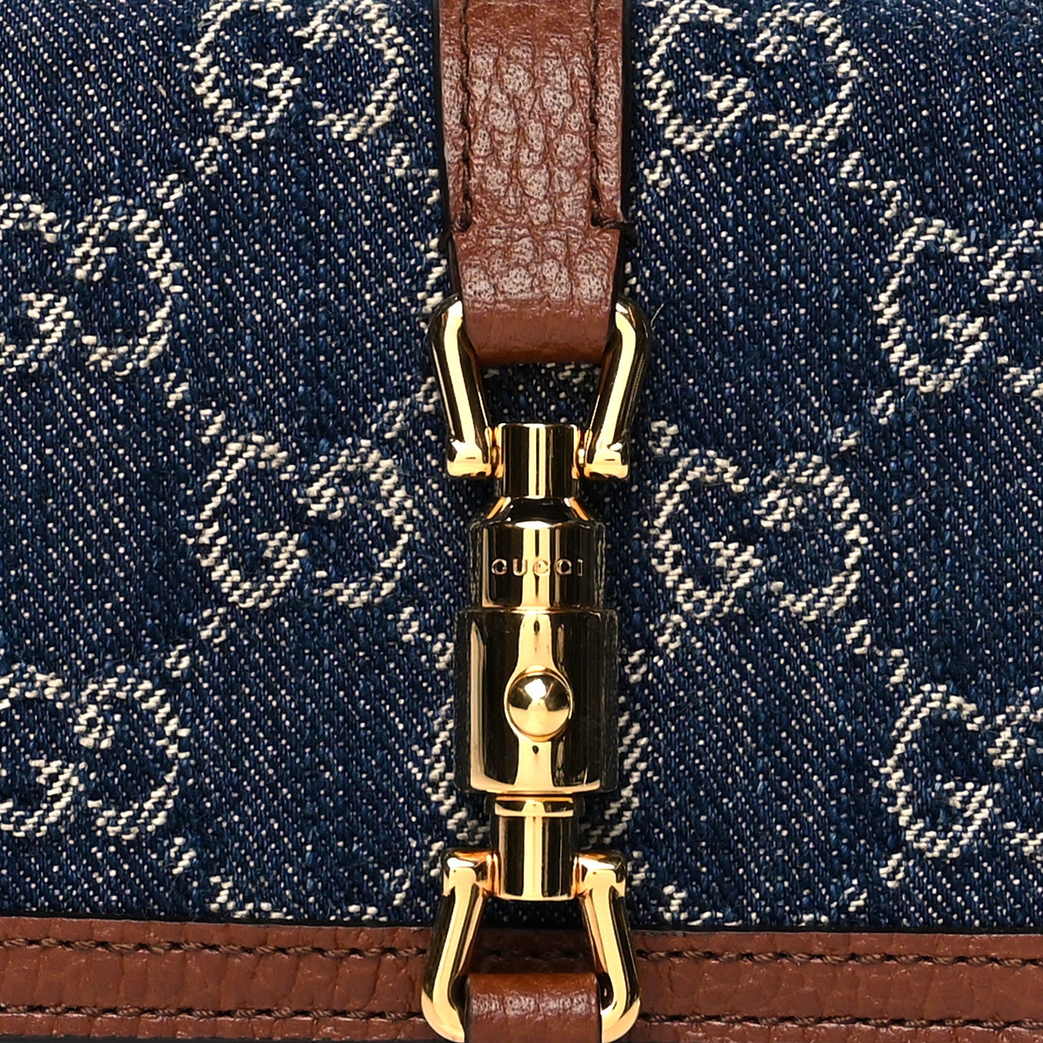 Gucci New Denim GG Monogram Jackie 1961 Card Case Blue Tea Cuir 8 of 8