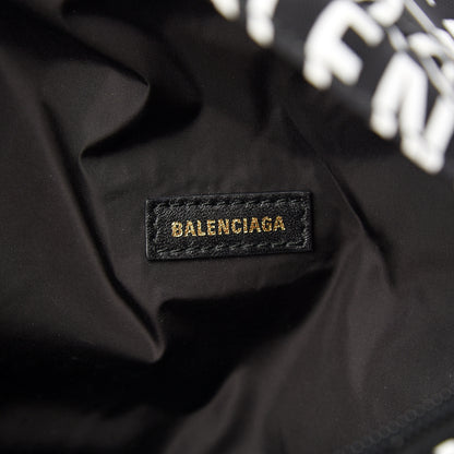 Balenciaga Nylon Wave Logo Print Wheel Beltpack Black White 5 of 9