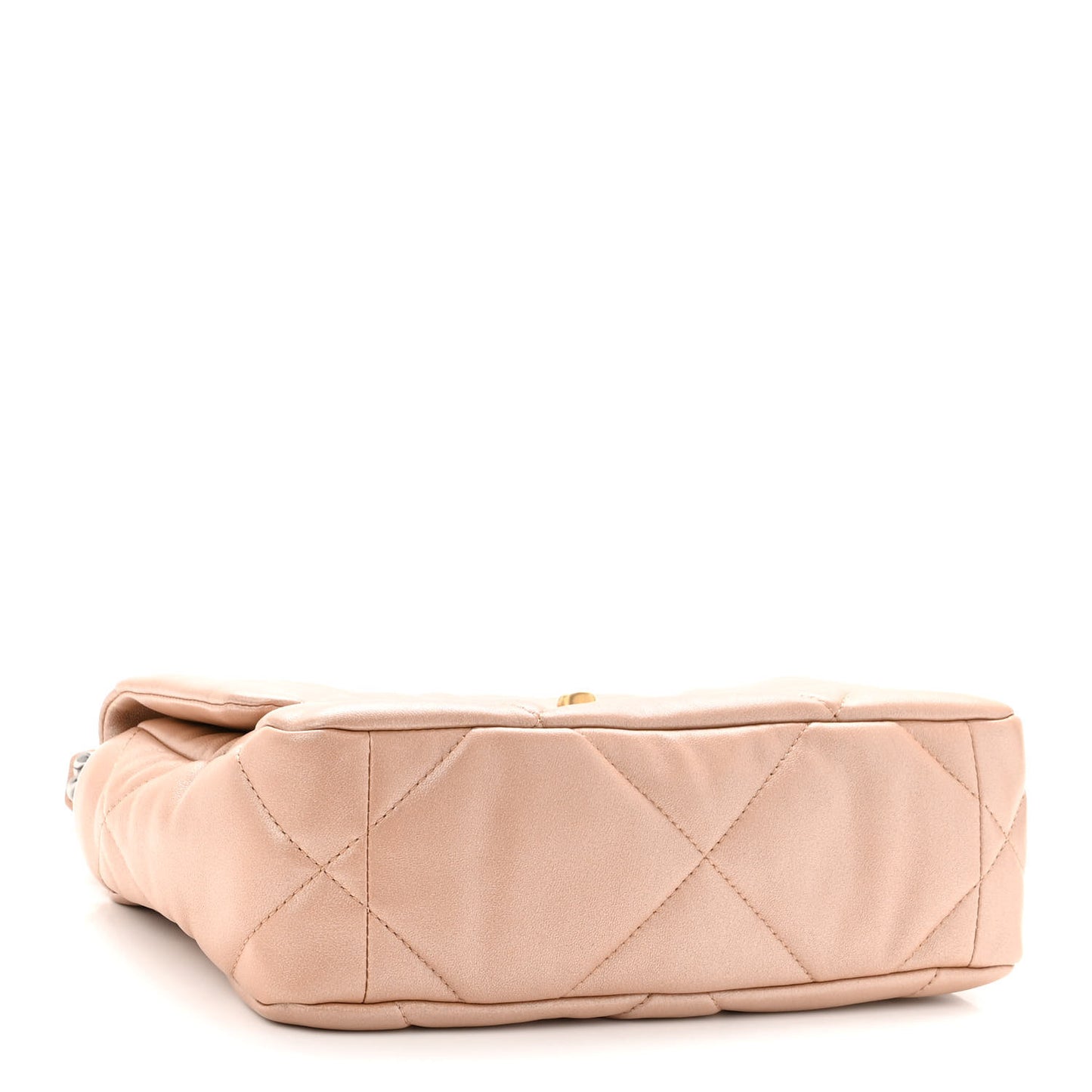 Shiny Lambskin Quilted Medium Chanel 19 Flap Beige