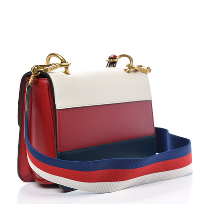 Gucci Calfskin Sylvie Web Queen Margaret Shoulder Bag Blue Agata Hibiscus Red Mystic White 3 of 11
