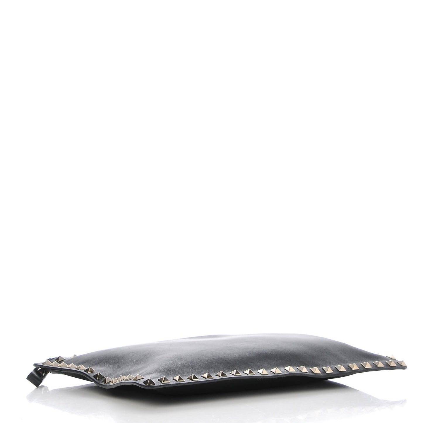 Vitello Large Rockstud Zip Pouch Black