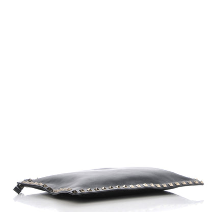 Valentino Garavani Vitello Large Rockstud Zip Pouch Black 4 of 7