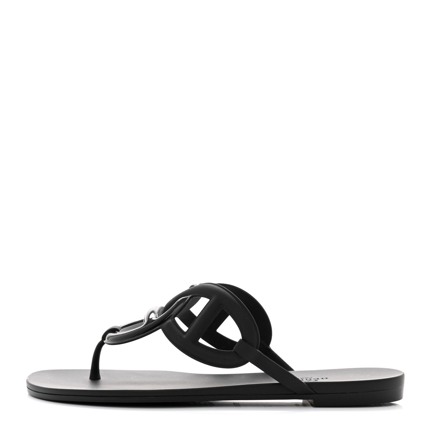 Hermes Rubber Womens Egerie Sandals 37 Black 1 of 9