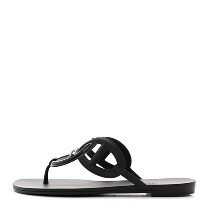 Hermes Rubber Womens Egerie Sandals 37 Black 1 of 9
