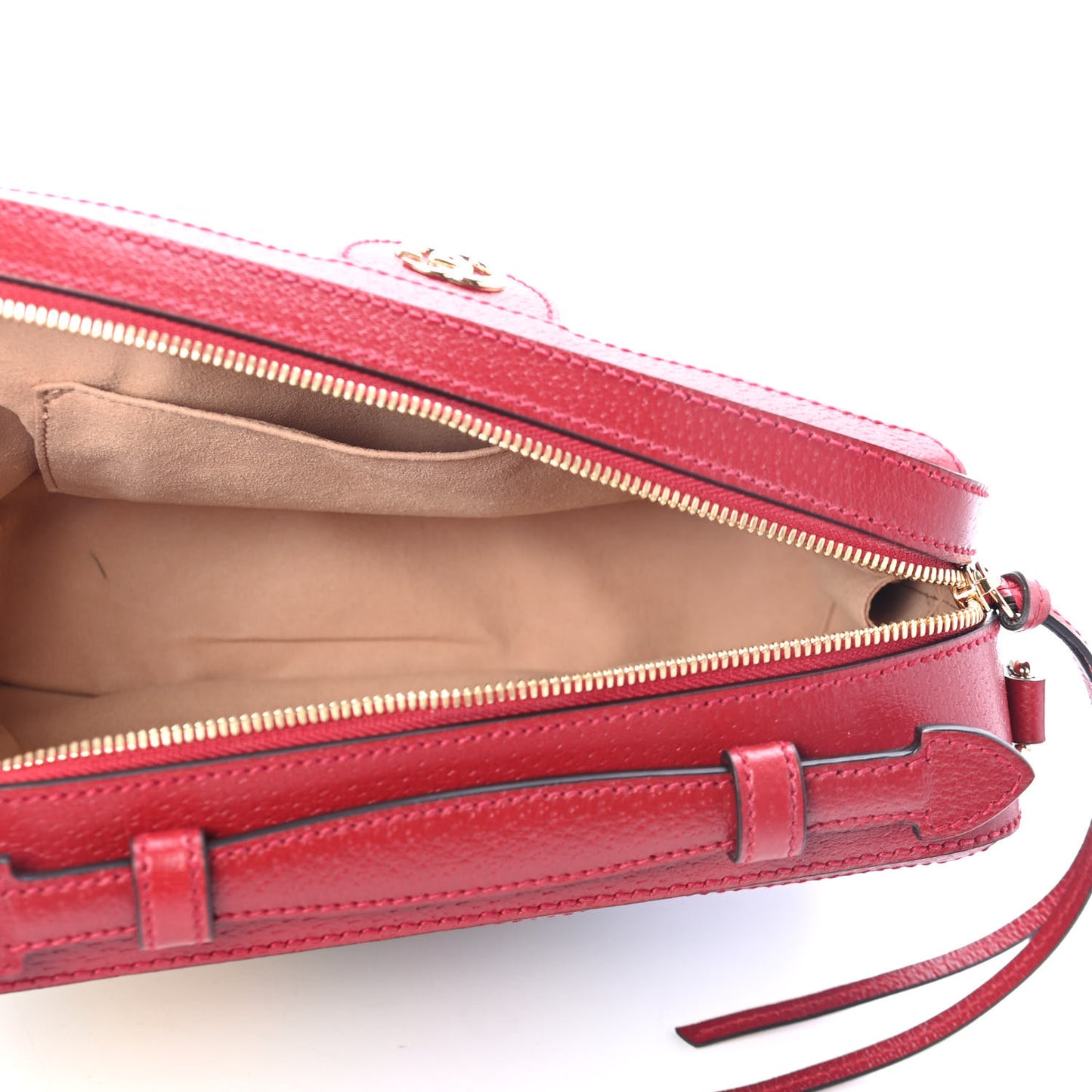 GG Supreme Monogram Flora Web Small Ophidia Top Handle Shoulder Bag Hibiscus Red