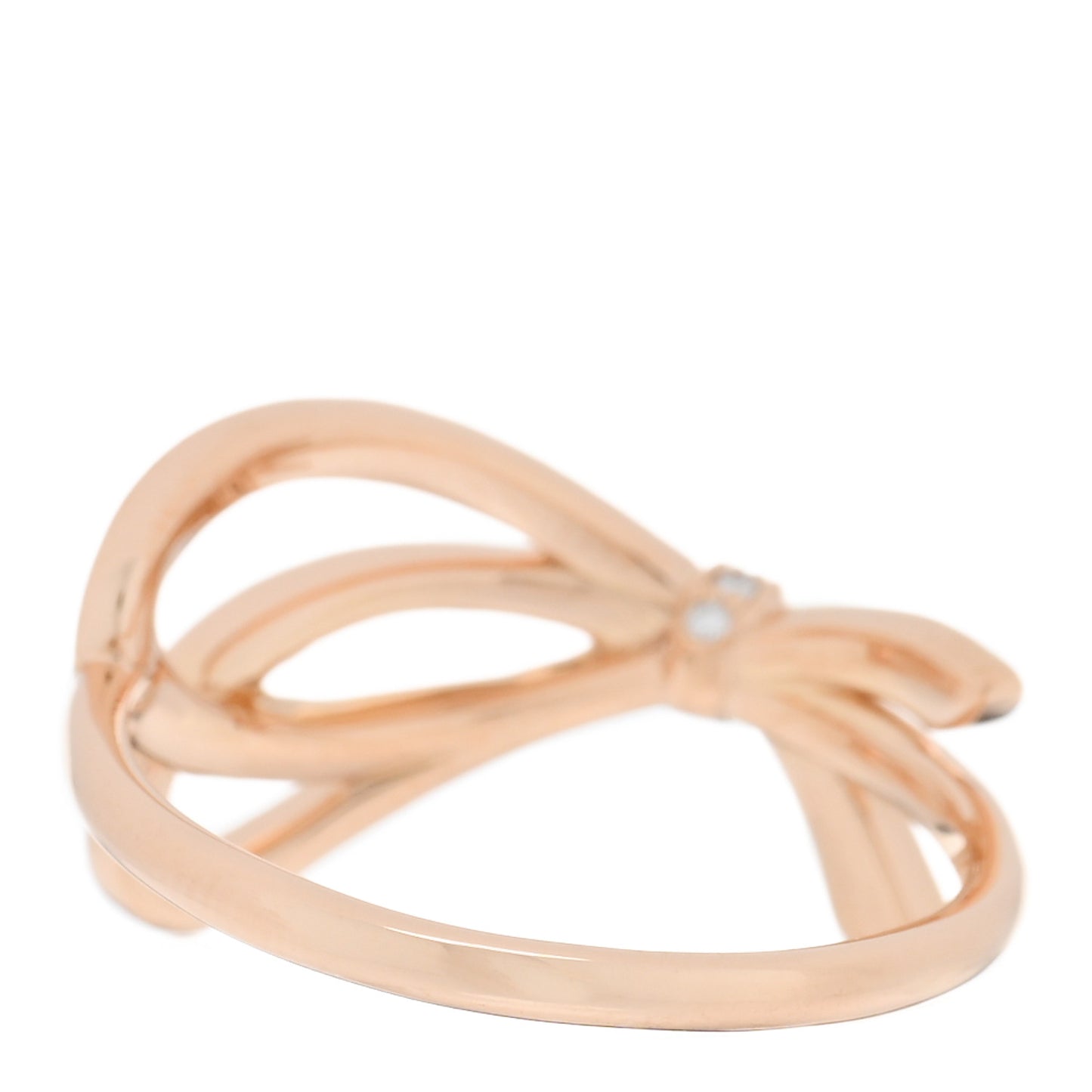 18K Rose Gold Diamond Bow Ring 53 6.25