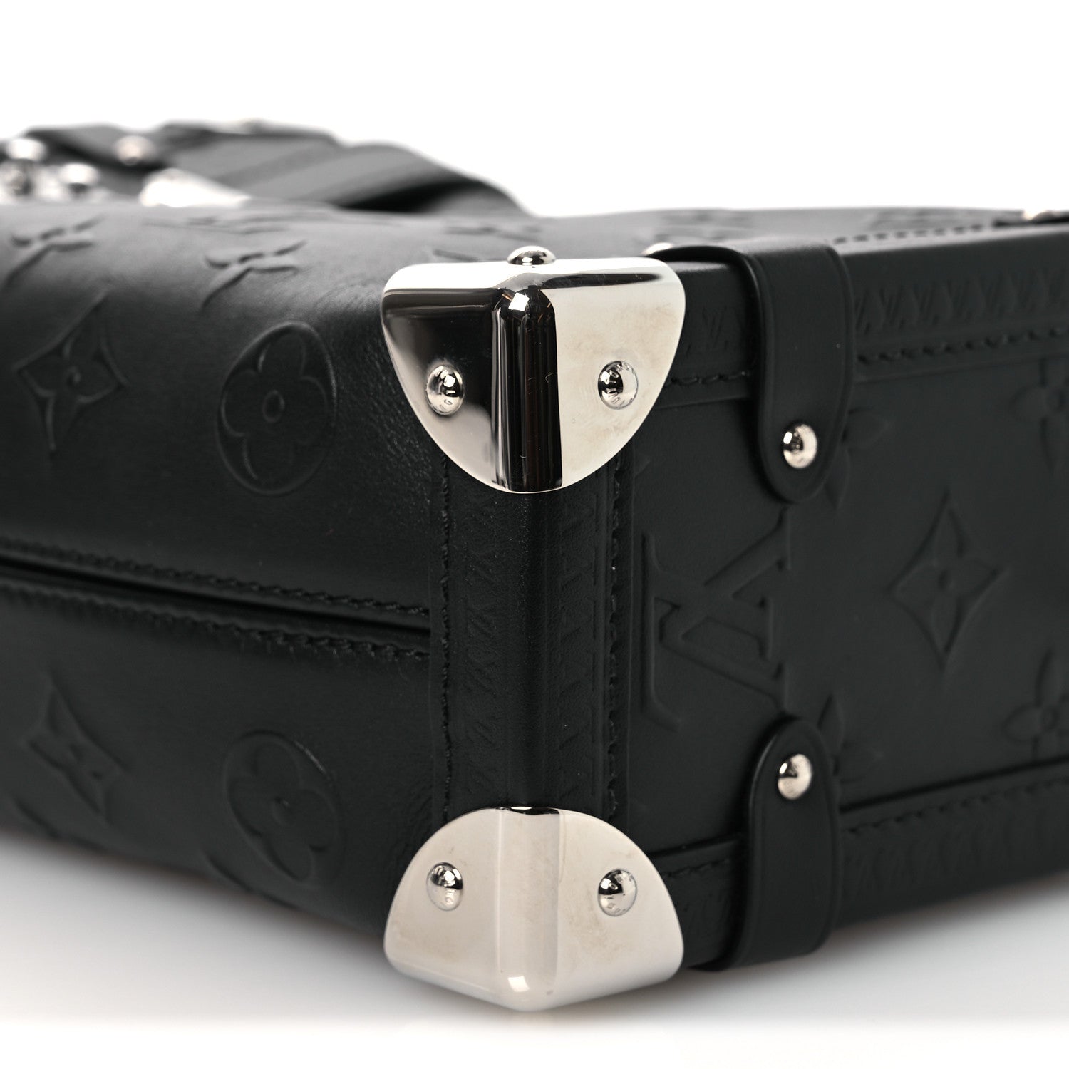 Louis Vuitton Calfskin Debossed Monogram Side Trunk Black 10 of 11