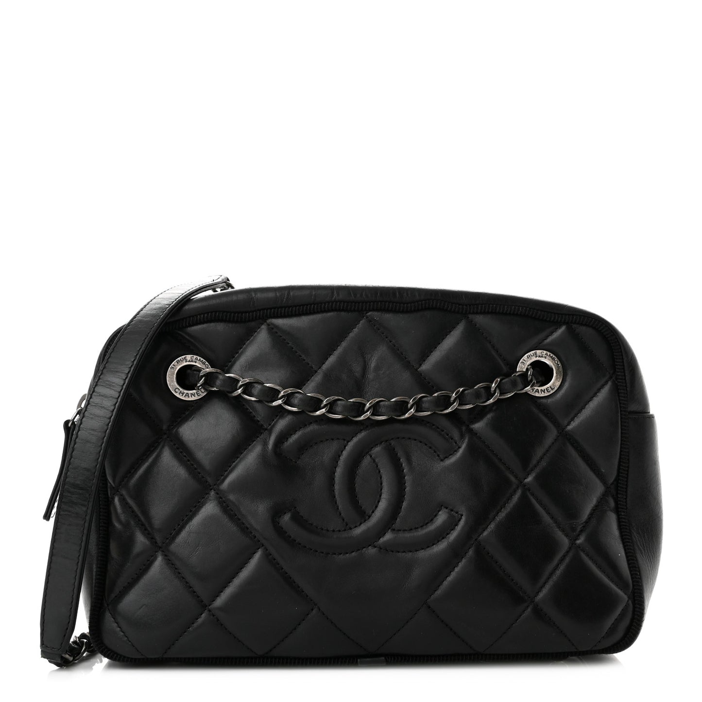Calfskin Quilted Small Ballerine Camera Case Black