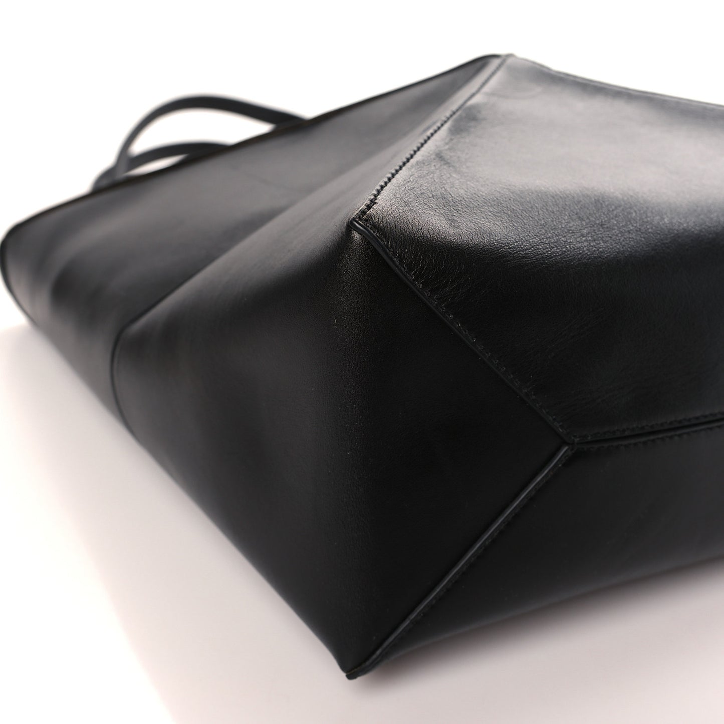 Shiny Calfskin Medium Puzzle Fold Tote Black