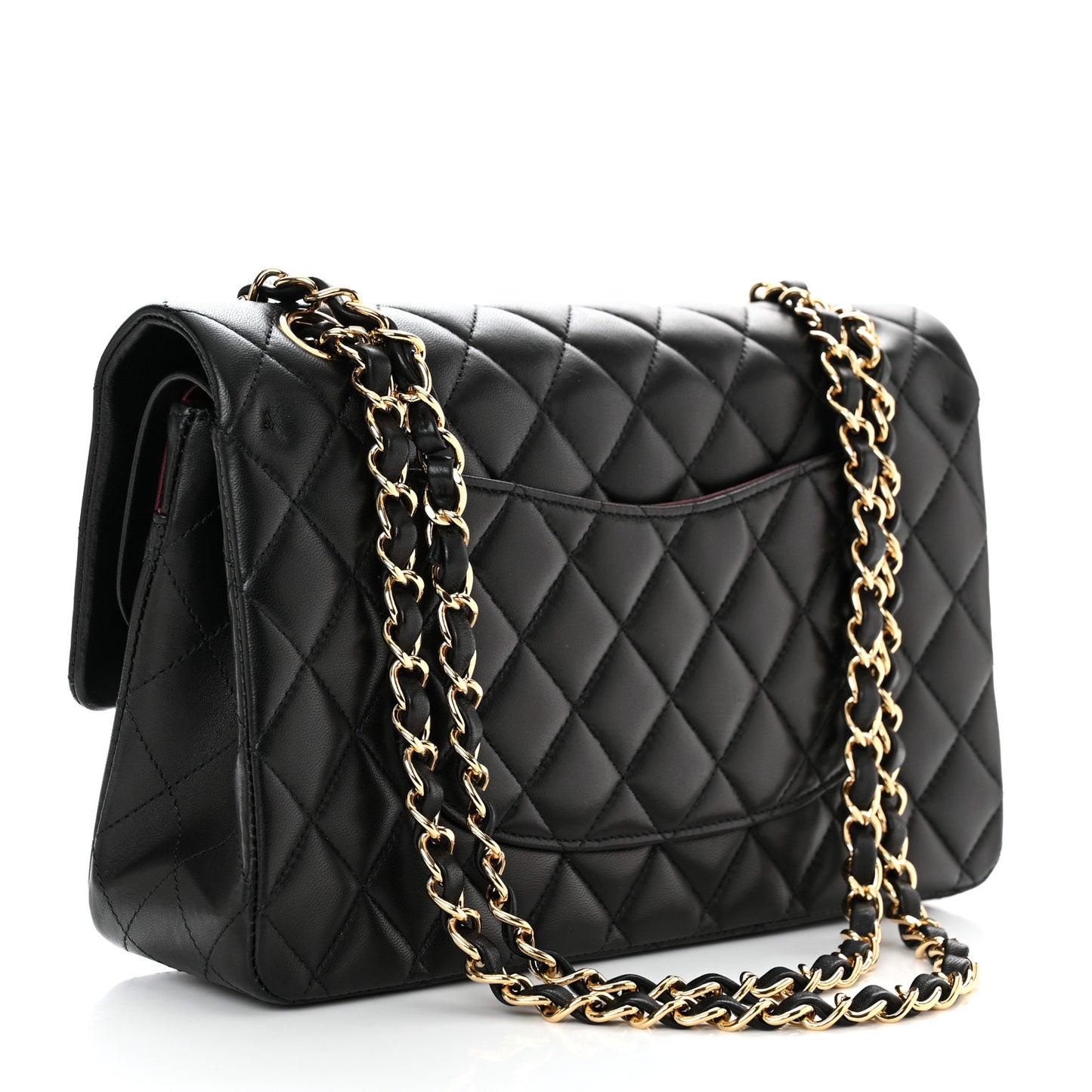 Lambskin Quilted Medium Double Flap Black