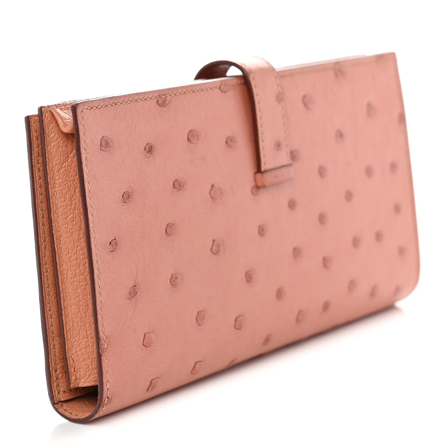 Ostrich Bearn Gusset Wallet Terre Cuite