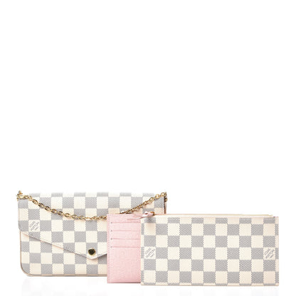 Louis Vuitton Damier Azur Pochette Felicie Chain Wallet Rose Ballerine 3 of 13
