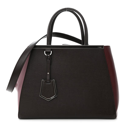 Fendi Vitello Elite Colorblock Regular 2Jours Tote Caffe Black Bordeaux Glicine 1 of 16