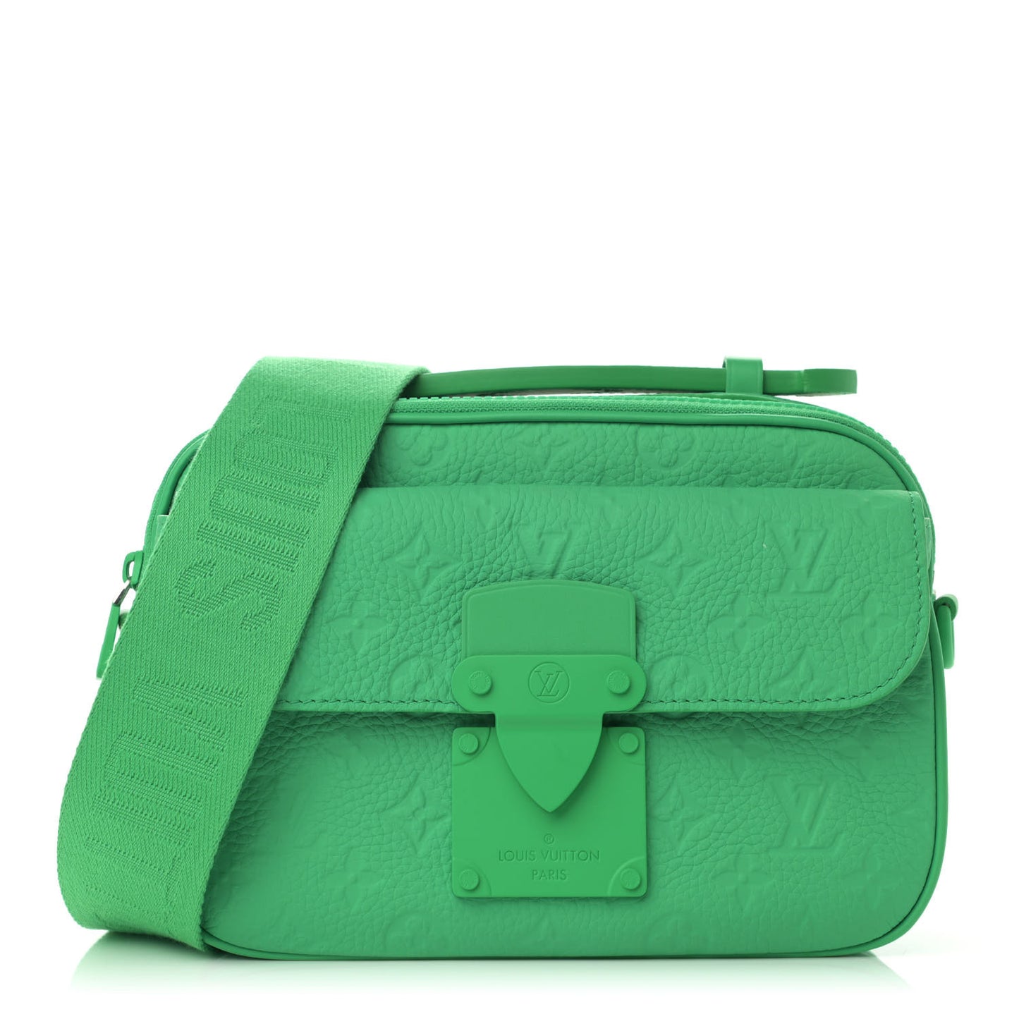 Taurillon Monogram S Lock Messenger Minty Green