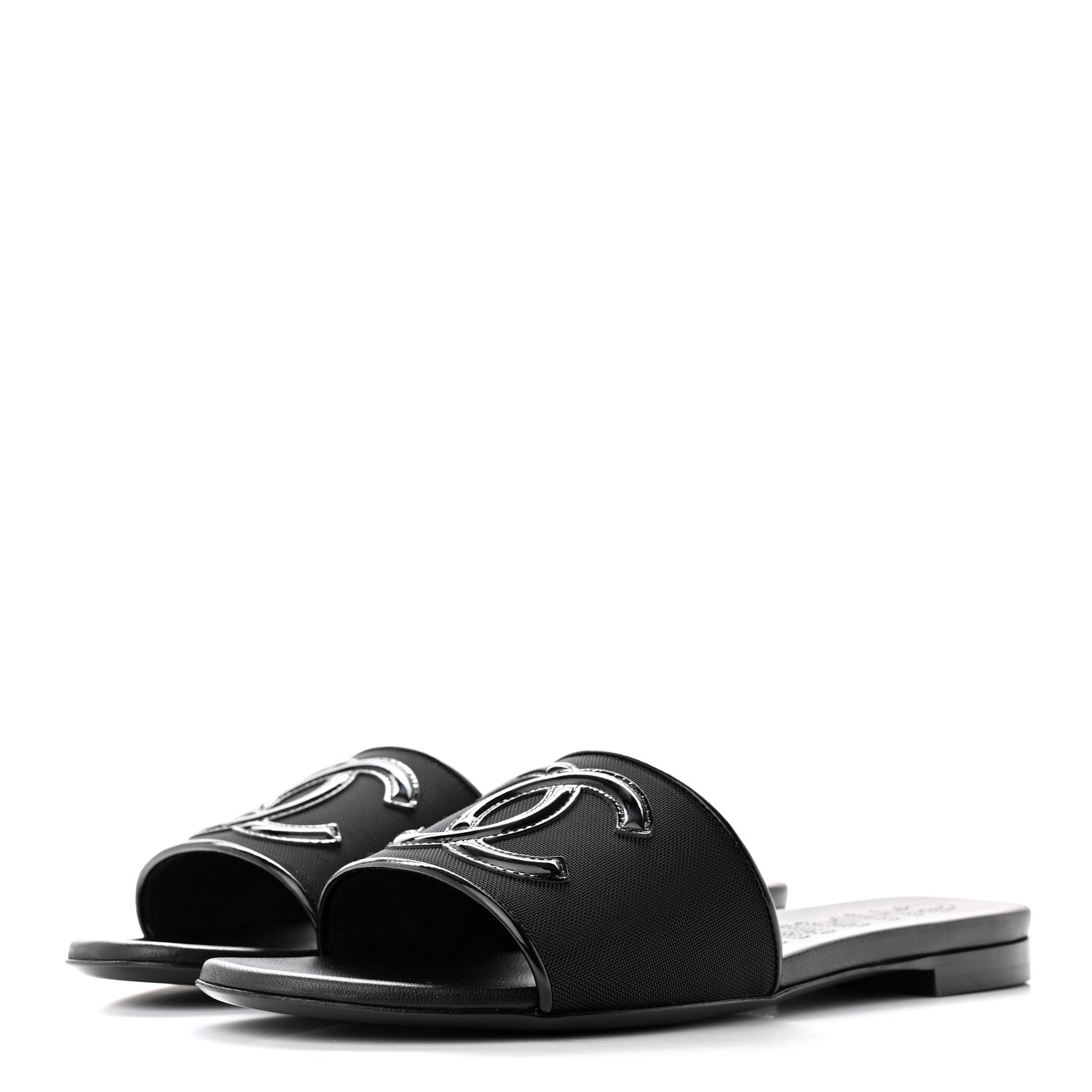 Chanel Mesh Patent Calfskin CC Mules 37 Black 3 of 10