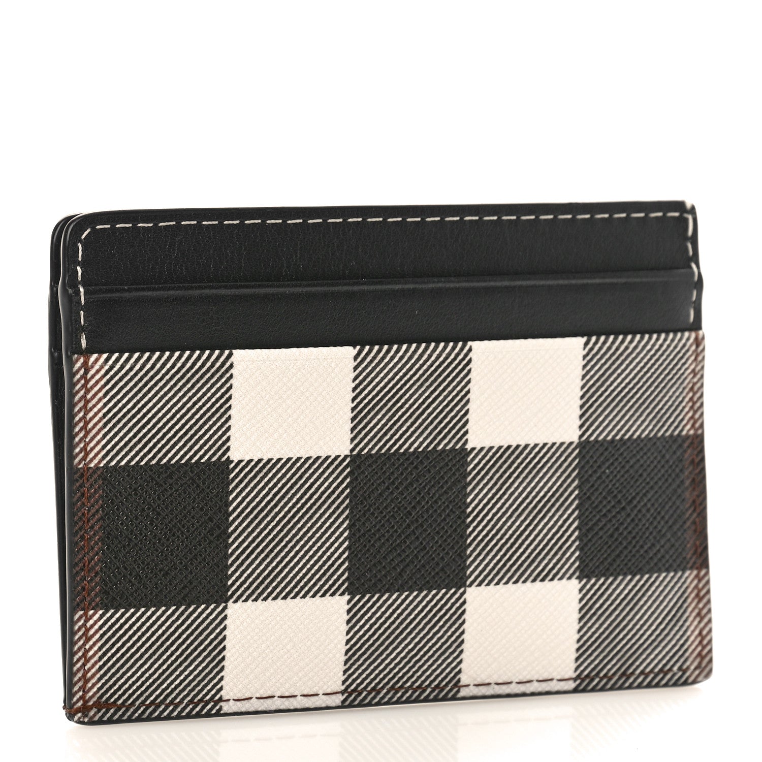 Burberry Calfskin Check Card Holder Black White 3 of 8