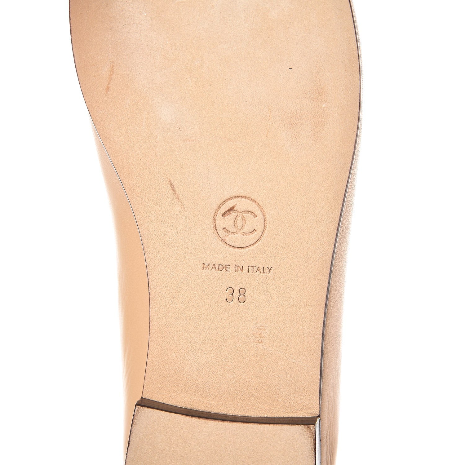 Chanel Lambskin Cap Toe Ballerina Flats 38 Beige Black 17 of 20