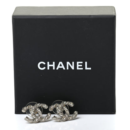 Chanel Crystal Twisted CC Earrings Silver 5 of 5