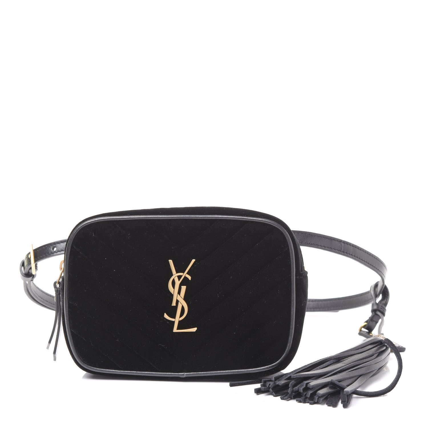 Saint Laurent Velour Matelasse Monogram Lou Belt Bag Black 1 of 8