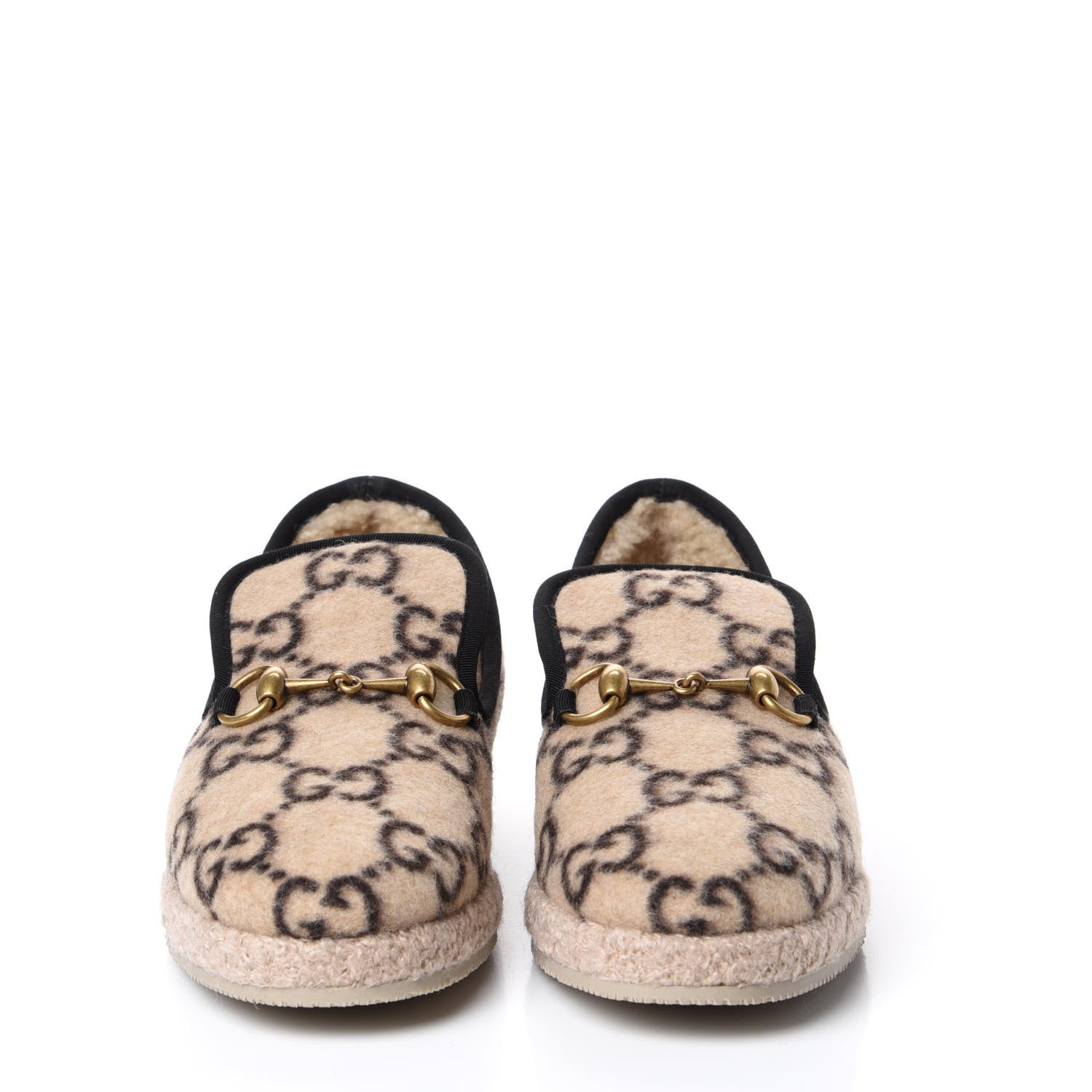 Gucci Covered Wool GG Monogram Womens Fria Horsebit Loafers 36 Beige Ebony Black Butterscotch 3 of 11