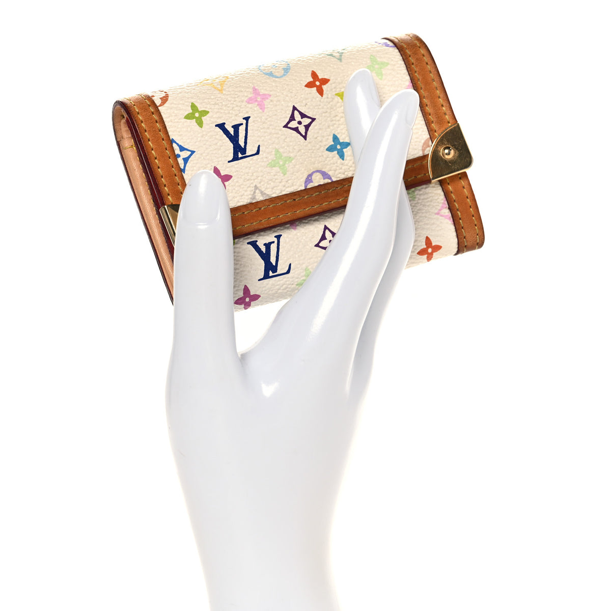 Monogram Multicolor Porte-Monnaie Plat Coin Purse White