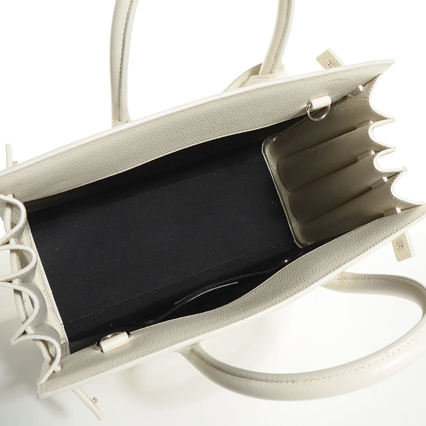 Grained Calfskin Baby Sac De Jour Dove White