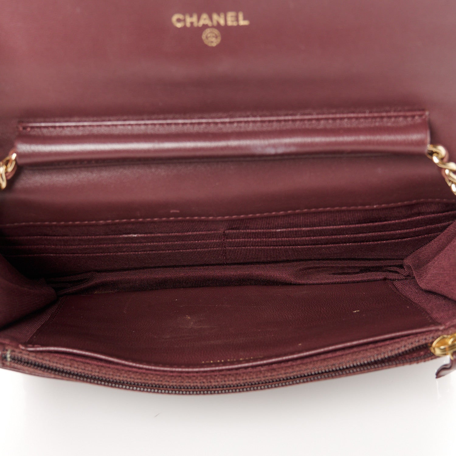 Chanel Lambskin Quilted Wallet On Chain WOC Burgundy 5 of 14