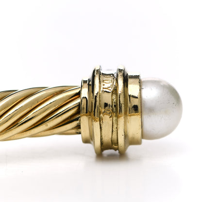 David Yurman 18K Yellow Gold Diamond Pearl 5mm Cable Classic Bracelet 3 of 3