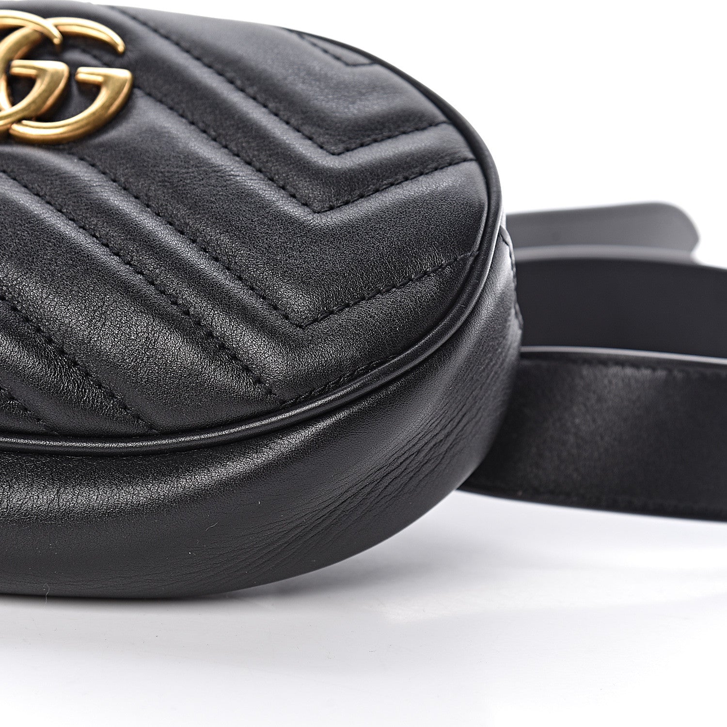 Gucci Calfskin Matelasse GG Marmont Belt Bag 85 34 Black 10 of 10