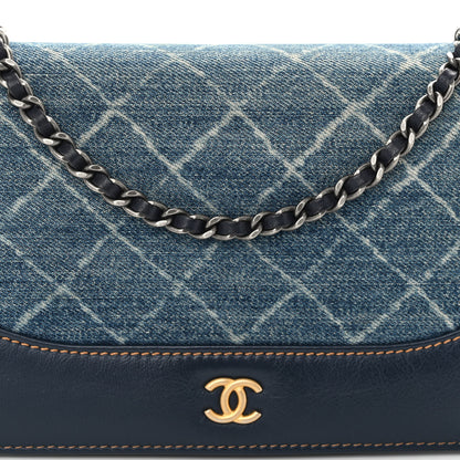 Chanel Denim Quilted Gabrielle Wallet On Chain WOC Blue 7 of 11