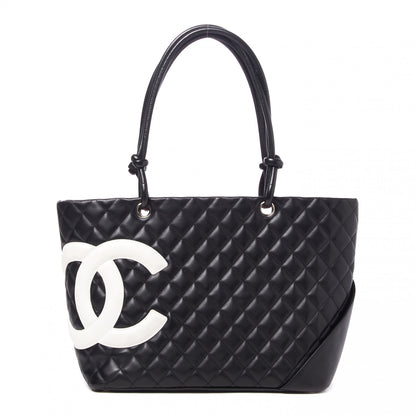Chanel Calfskin Quilted Large Cambon Tote Black White 1 of 9