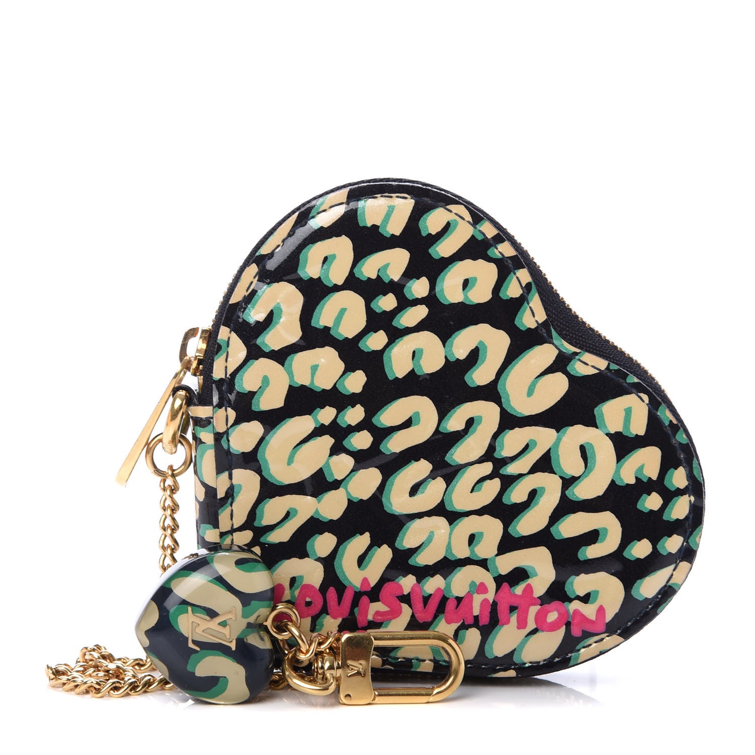 Louis Vuitton Vernis Leopard Coeur Heart Coin Purse Blue Infini 1 of 6