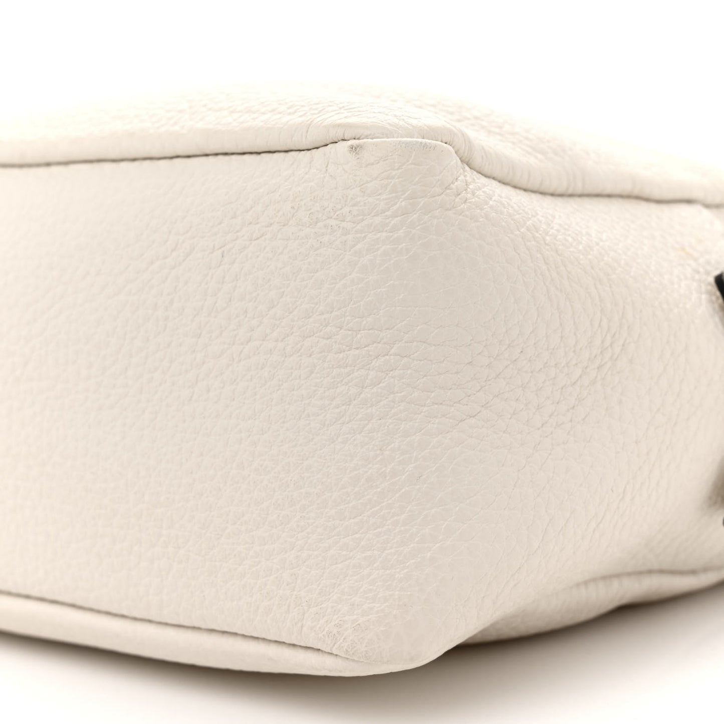 Vitello Daino Soft Medium Double Zip Shoulder Bag White